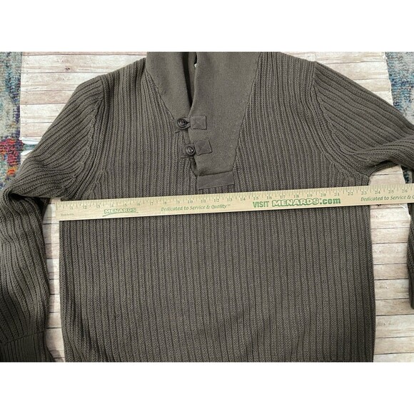 Duluth Trading Men's Green Knit Sweater Size Large Shawl Collar Ribbed - Picture 4 of 5